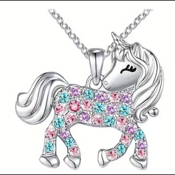 Girls Unicorn necklace w/ gemstones - Picture 1 of 1
